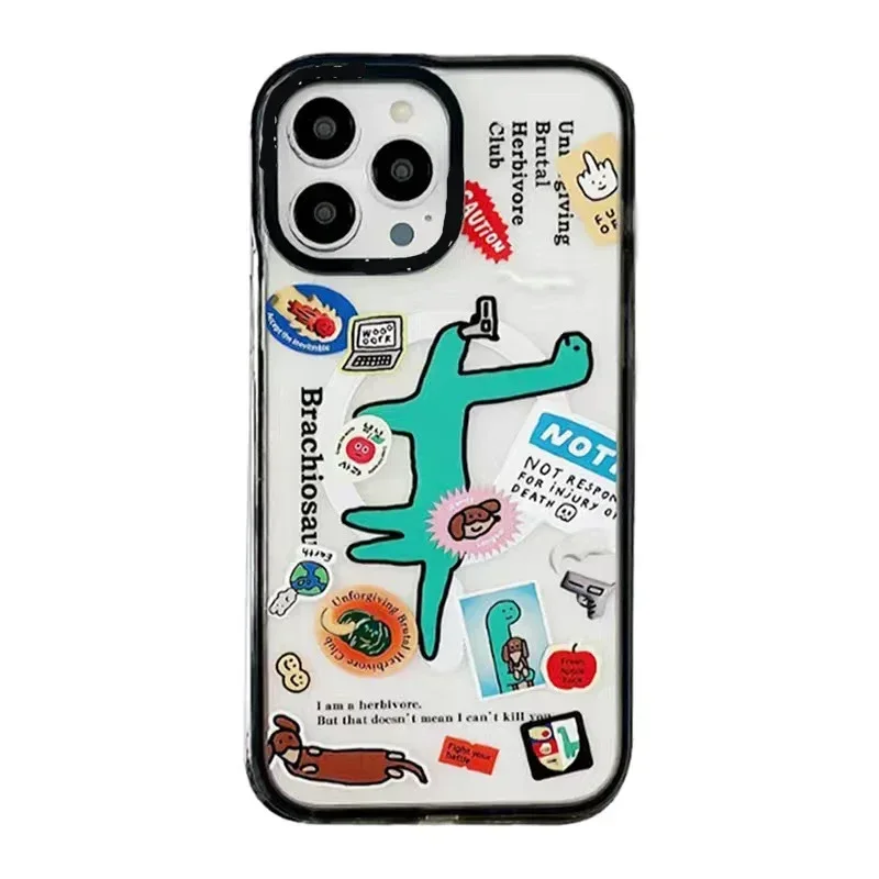 

MagSafe Acrylic Cartoon Dinosaur Phone Case Cover for iPhone 11 12 13 14 15 Pro Max Case for iPhone 15 ProMax