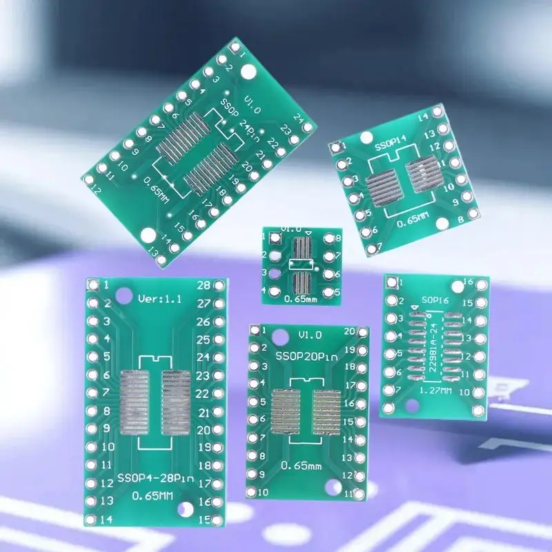Comprehensive 30/35Pcs SOP24 SOP8 SOP14 SOP16 SOP20 SOP28 SMD to DIP Adapter Converter PCB Board Plate Kit