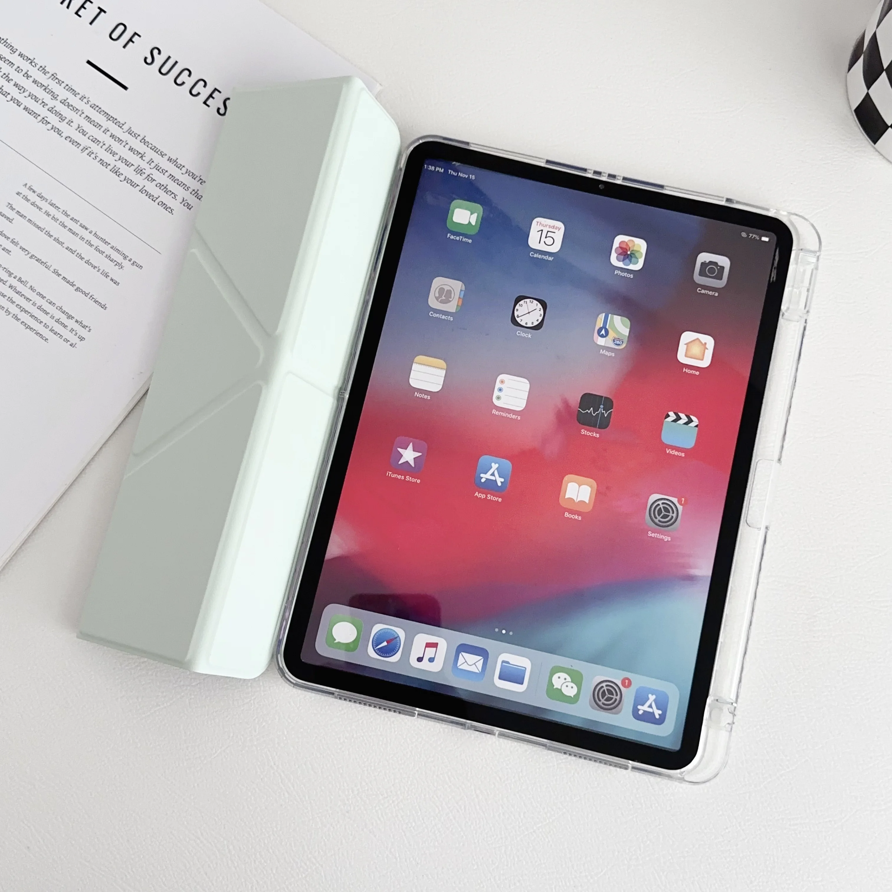 Y-fold track caso claro para ipad 11 10th ar 4 5 6 10.9 11in 13in ar 2 9.7 pro 11 12.9 mini 6 7 capa multi dobrável suporte funda