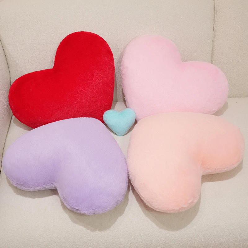Coussin en forme de cœur en fourrure de Style nordique, couleur unie, porte-clés, rose, rouge, coussin de dossier de canapé-lit, oreiller doux, coussin de chevet