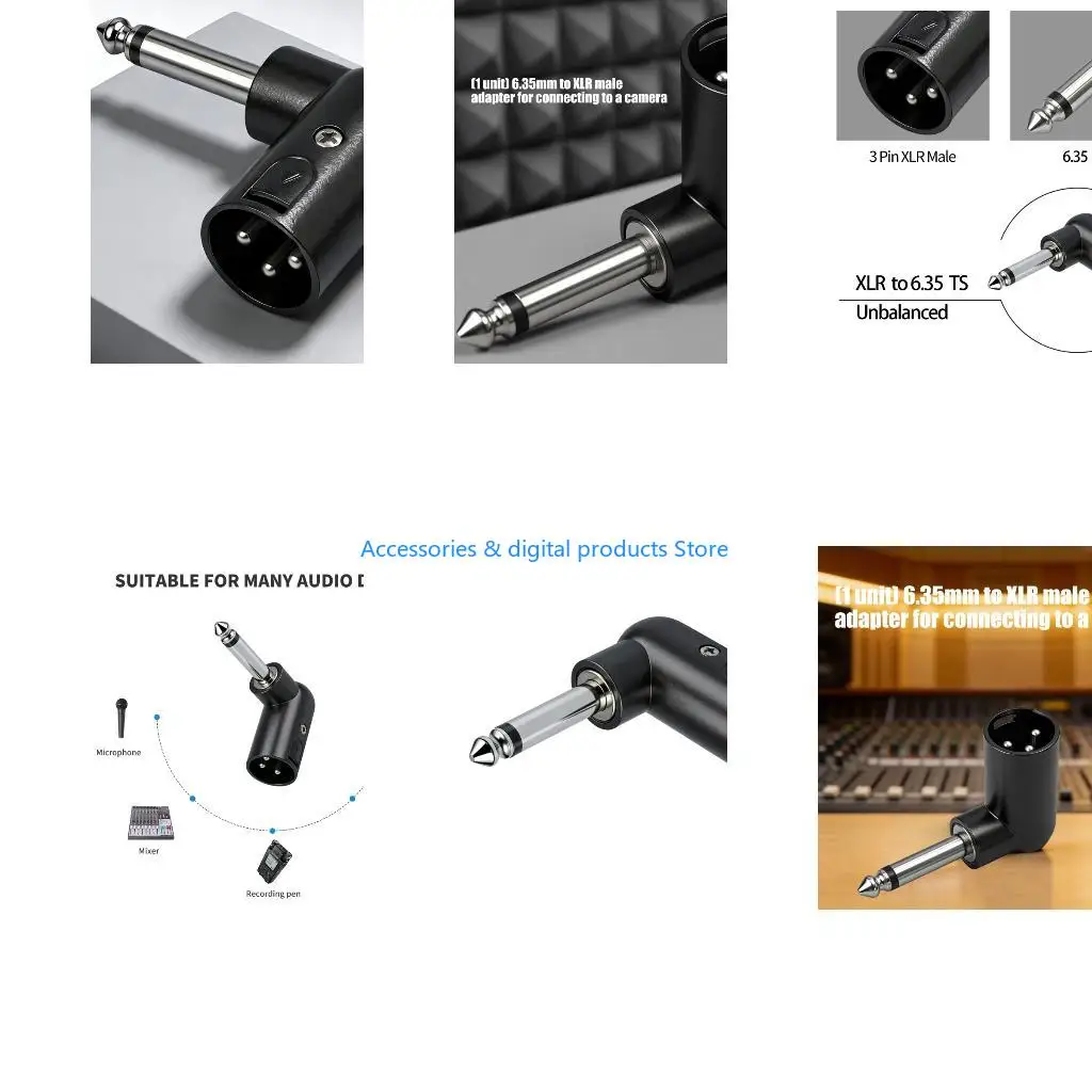 77JD Quality 6.35Mm To 3Pin XLR Male Adapter Connectors Compactly Design