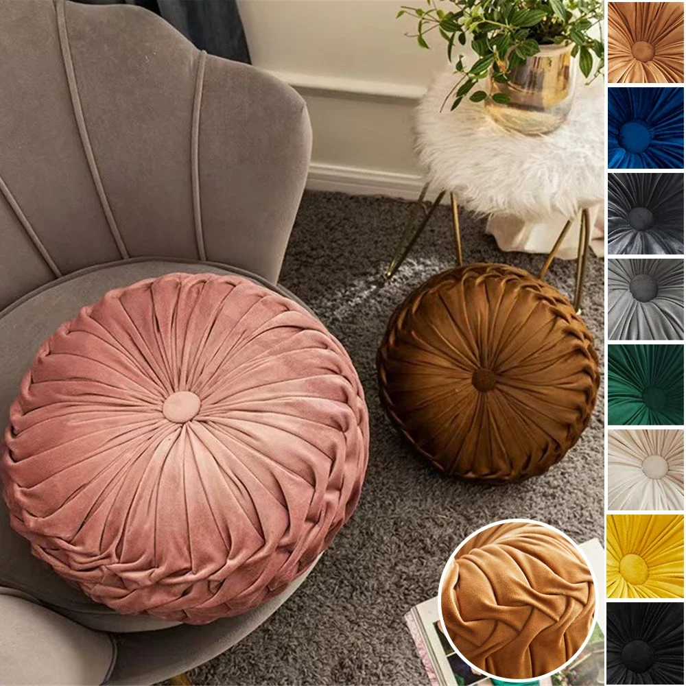 

1pc Pumpkin Pillow Round Cushion and Lumbar Cushion Living Room Pleated Wheel Futon Cushion Decora Cojines Decorativos Para Sofá