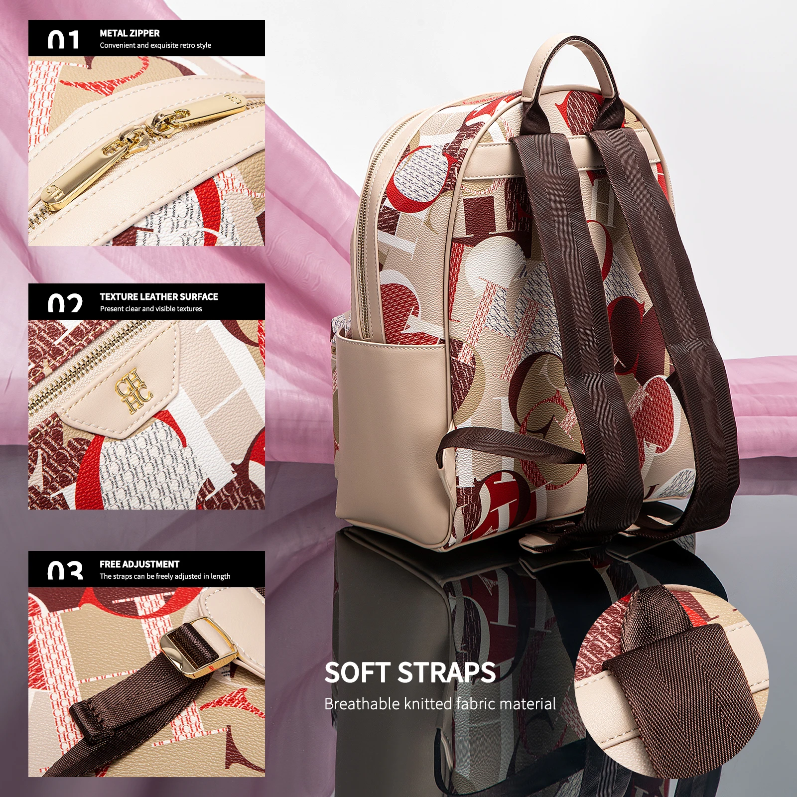 Unique Printing Fashion Season New Shoulder Bag Large Capacity Internal Compartment Pocket Design Exquisite