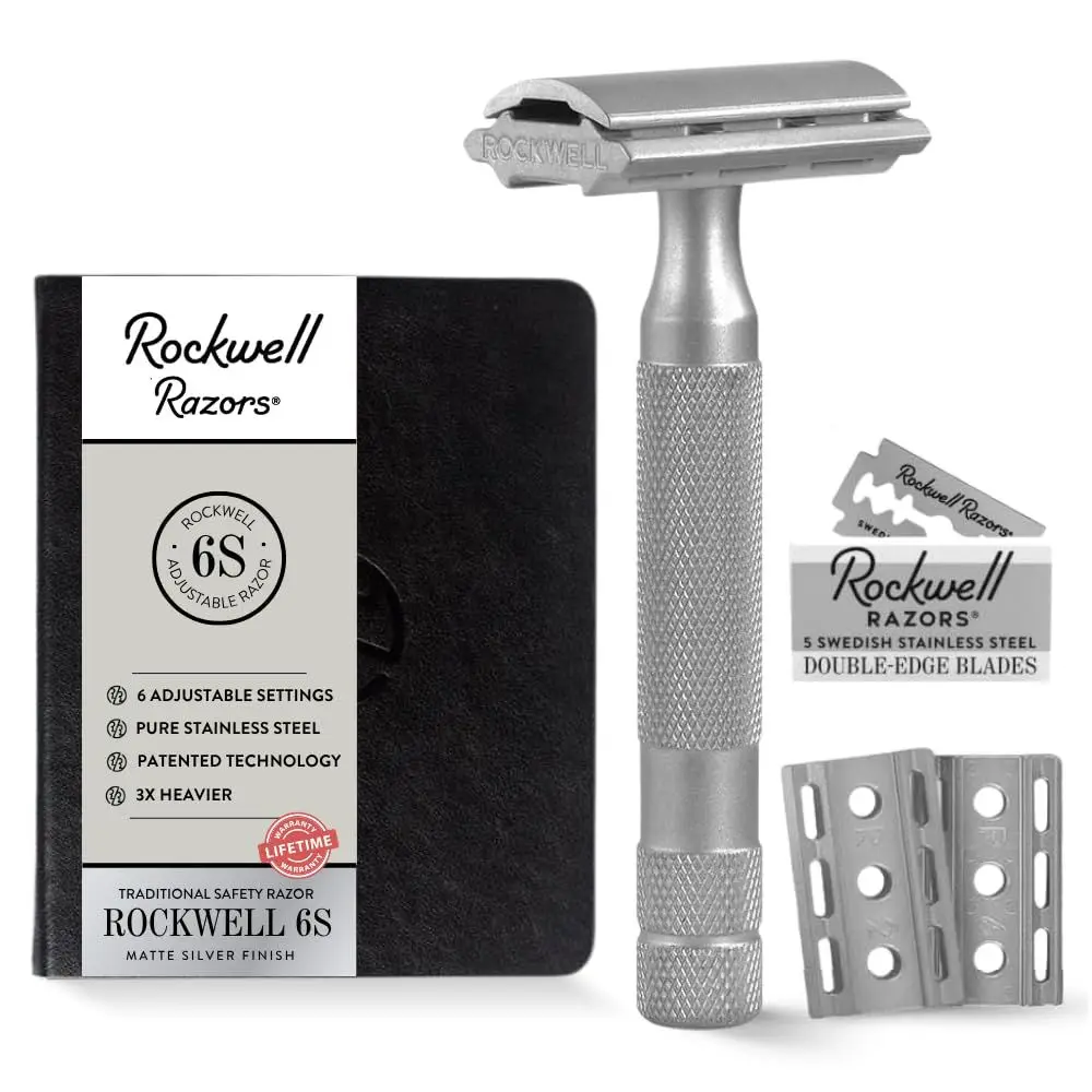 

Adjustable Single Blade Razor with 6 Shave Levels and 5 Eco-Friendly Blades for Custom Shaves