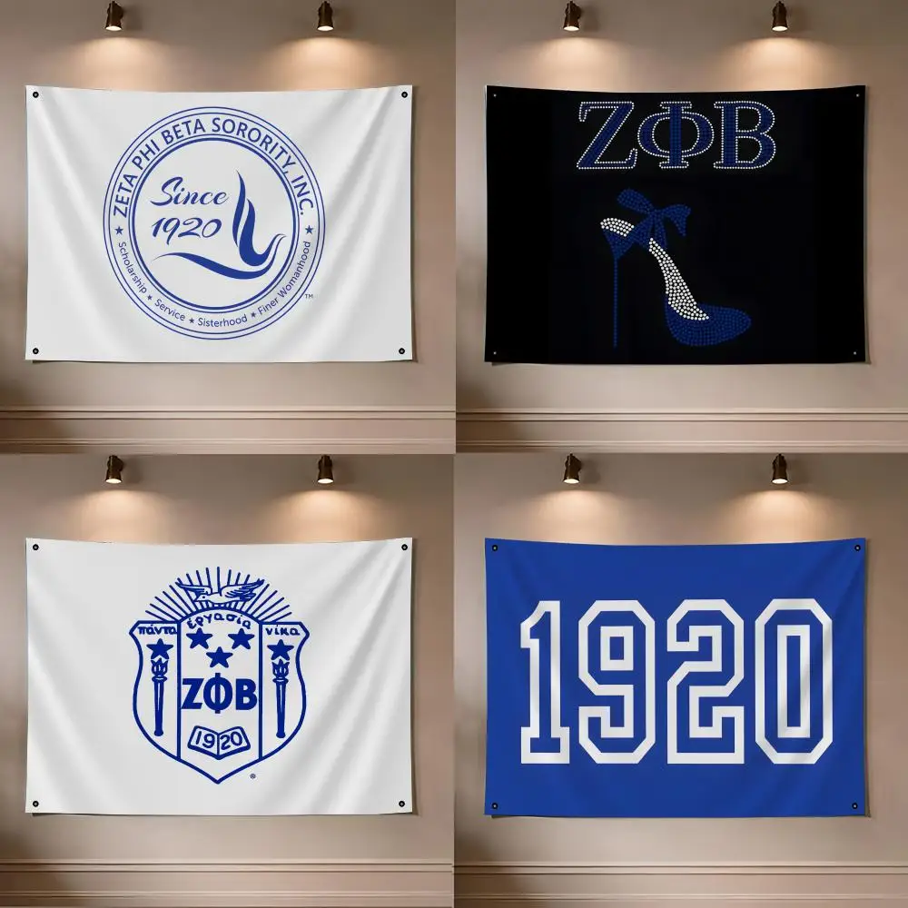 Banderas de la hermandad Art Z-Zeta Phi Beta, bandera para habitación, dormitorio, camping, picnic, estilo artístico, decoración de pared para garaje, bar, pancarta