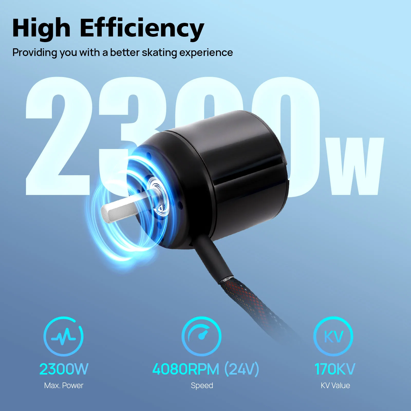 C6374 Motor con sensor de correa sin escobillas de eficiencia de 170KV para monopatín eléctrico Longboard (C6374, 170KV)