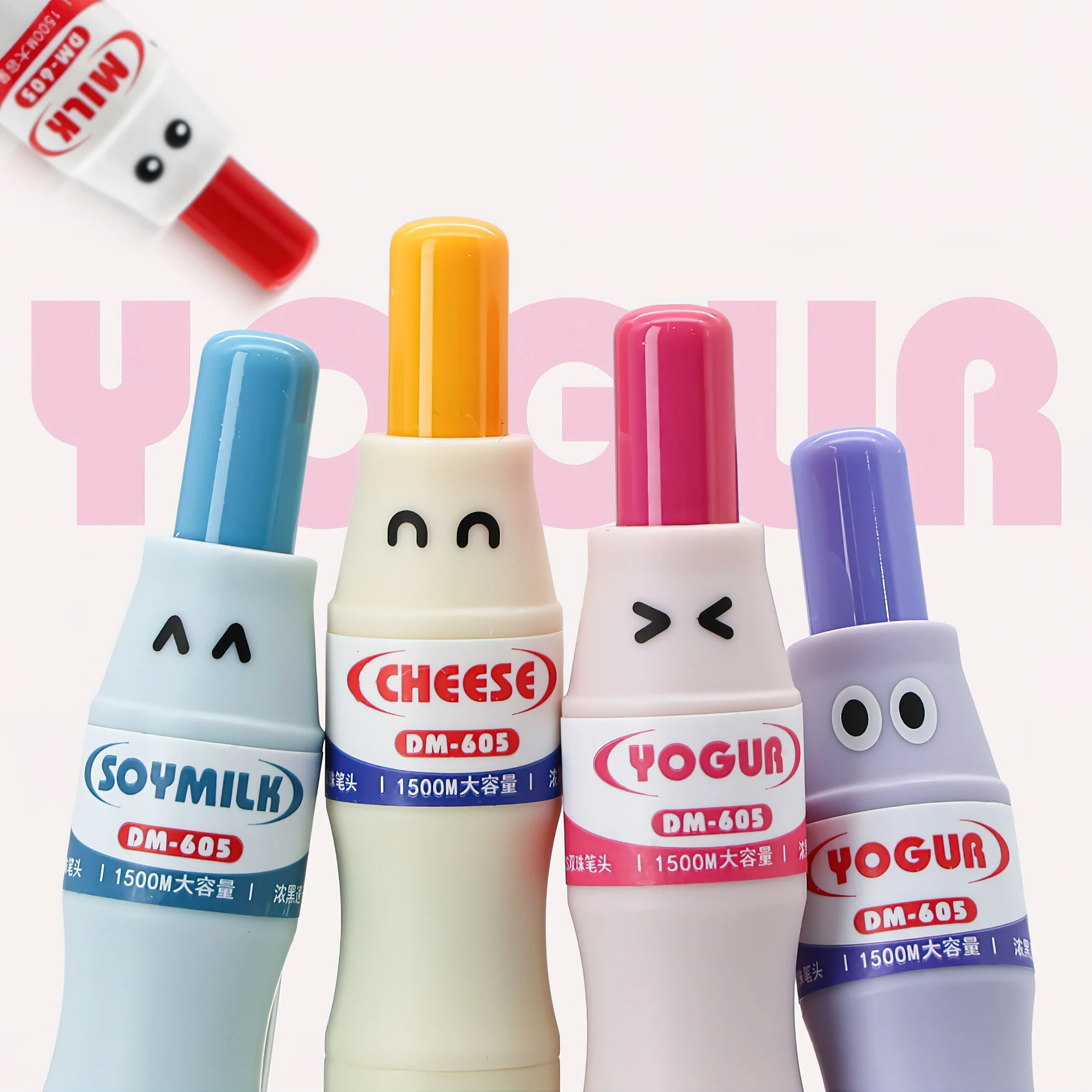 1/4pcs Cute Yogurt Milk Design Gel Pens Large Capacity Quick Dry Smooth Writing Exam Pens 0.5mm Black Ink A7976