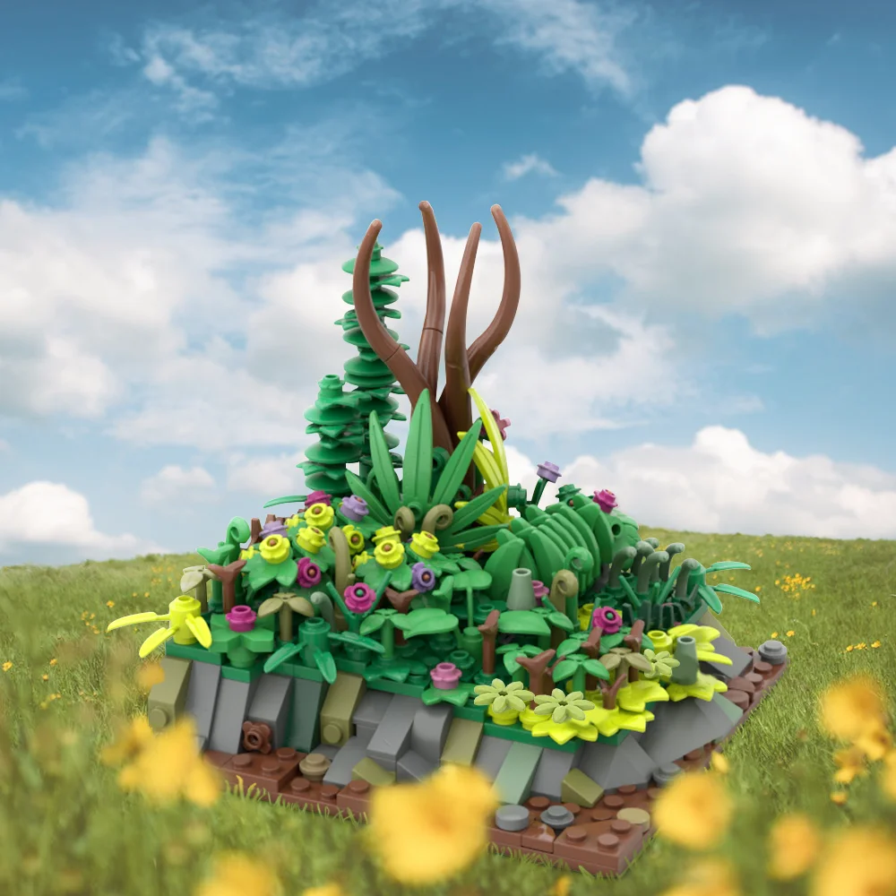 MOC-187695 Landschaft Pflanze Bausteine Busch Blume Baum Pflanzen DIY kreative Spielzeug pädagogische Kinder Geschenk