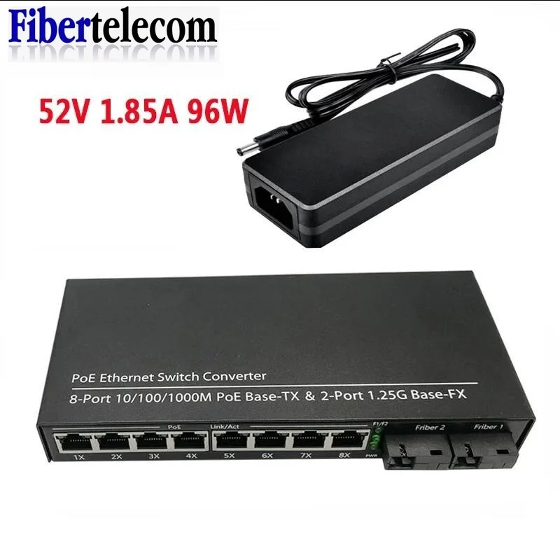 POE switch 4 POE 2 fiber 2F5GE Gigabit Ethernet switch media converter Fiber Optical UPlink Port 10/100/1000M 65W 52V1.25A