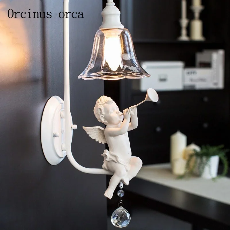 

European Angel creative wall lamp modern minimalist children room bedroom lamp Personality decorative lamp Postage free