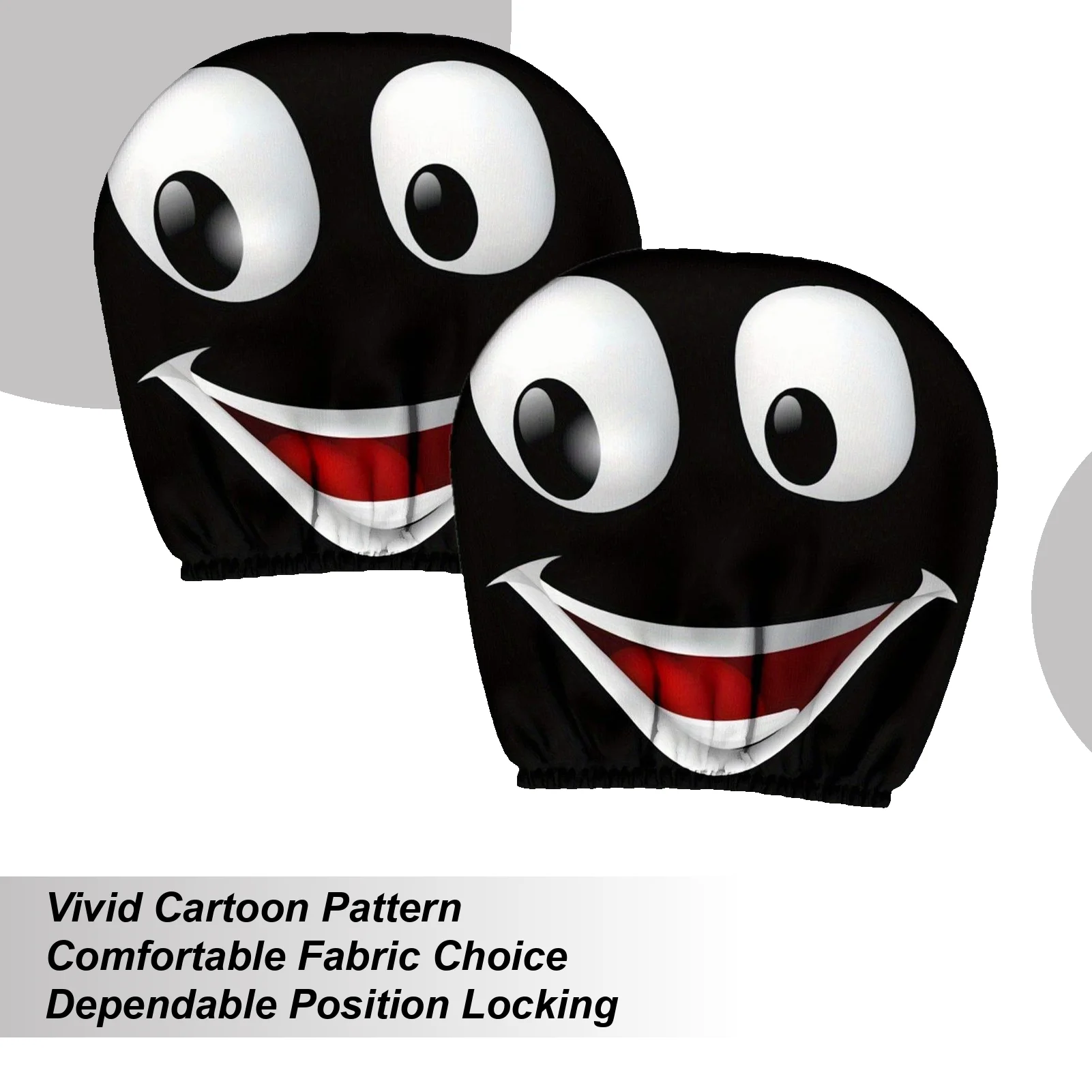 Car Seat Head Cover 2 Pieces Car Headrest Pillow Cover Cartoon Eyes Interior Decorations For Automobile Truck SUV Trailer