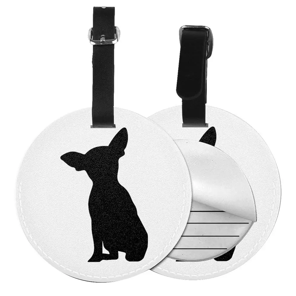 

Бирки для багажа с изображением собаки породы чихуахуа, идентификаторы для чемоданов из искусственной кожи, именные бирки для дорожных сумок, идентификационные этикетки для женских сумок