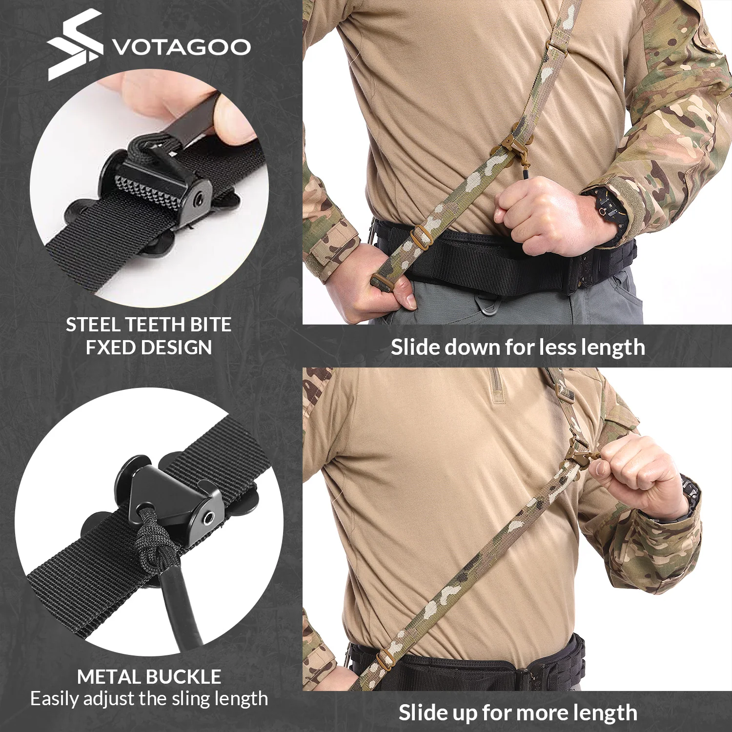 VOTAGOO 전술 2포인트 슬링, HK 후크가 있는 - Tactical Sling 2 Point Quick Adjust Rifle 리뷰 및 가격