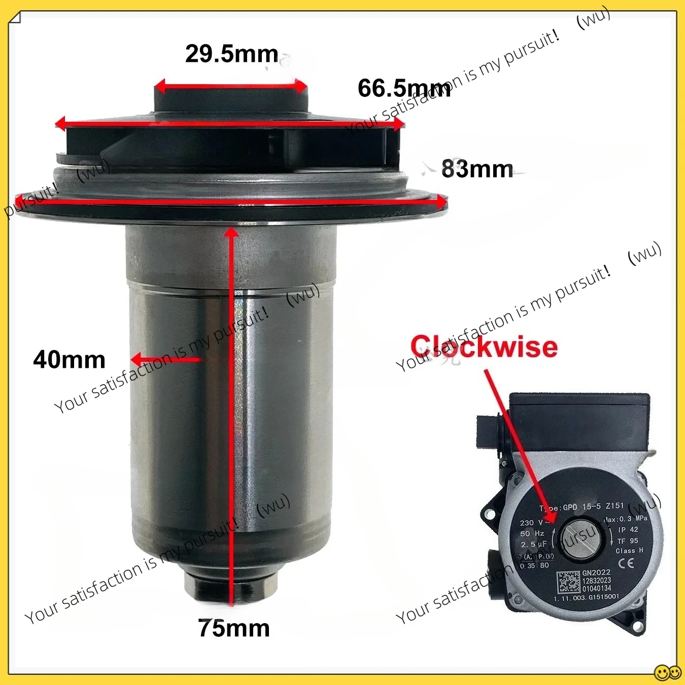 Rotor del Motor de la Bomba de Circulación de Agua GPD15-5 Z151 para Ariston 65153611 CARES XC, HS XC, EGIS XC