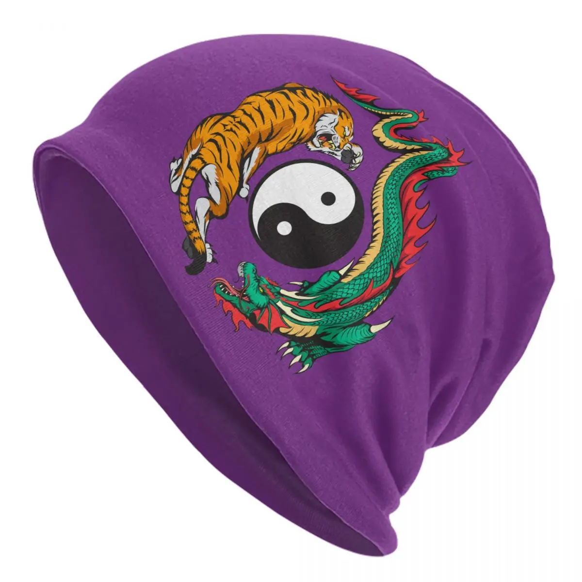 Bonnet de tatouage personnalisé Dragon et tigre Yin Yang, chapeau tricoté pour hommes et femmes, Hip Hop unisexe pour adultes, bonnet chaud d'hiver