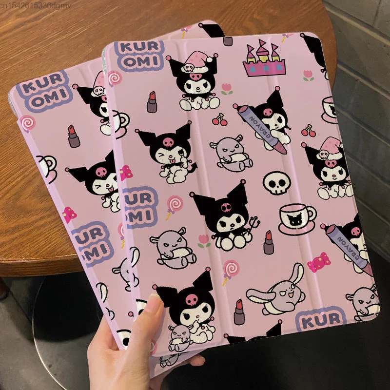 Sanrio Hello Kitty New IPad Case Air 5 2022 10 Generation Three Fold 10.9 Flip 9.7 Cute Anime Kuromi Pro 11 Apple Tablet Case