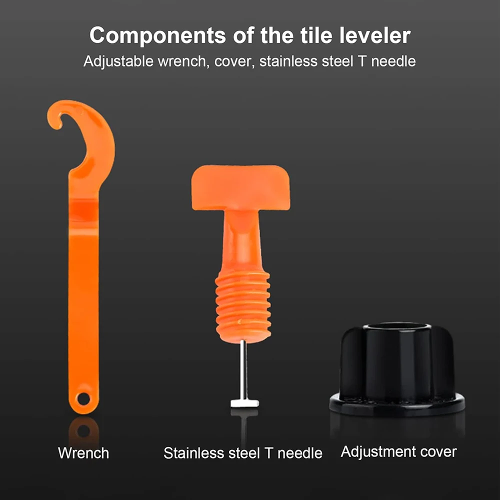100pcs Tile Leveler Set Reusable Tiles Leveling System Kit with 300 Cross Clip 2Wrench for Floor Tile Leveling System Kit(50set)