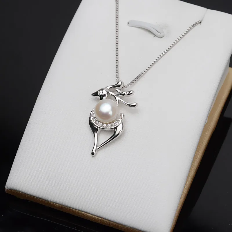 s925-sterling-silver-genuine-frewater-pearl-deer-pendant-women's-nelace-faionable-elegance-jewelry-gift-box-included