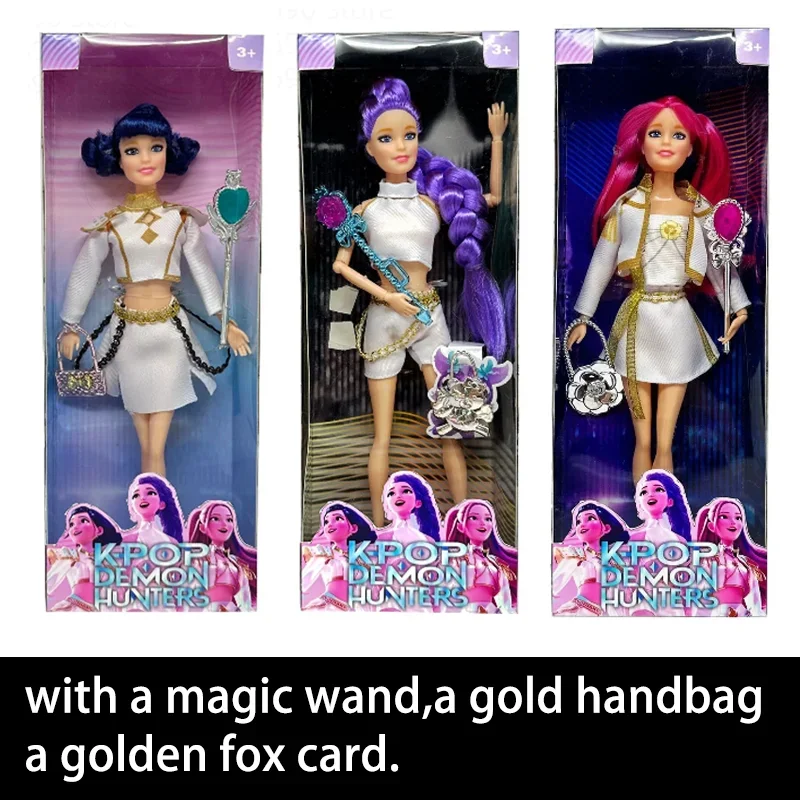 

@@@@@Kpop Demon Hunters Action Figure with Derpy Tiger Rumi Mira Zoey Sussy Figures Colorful Lights Theme Song for Christmas Gif