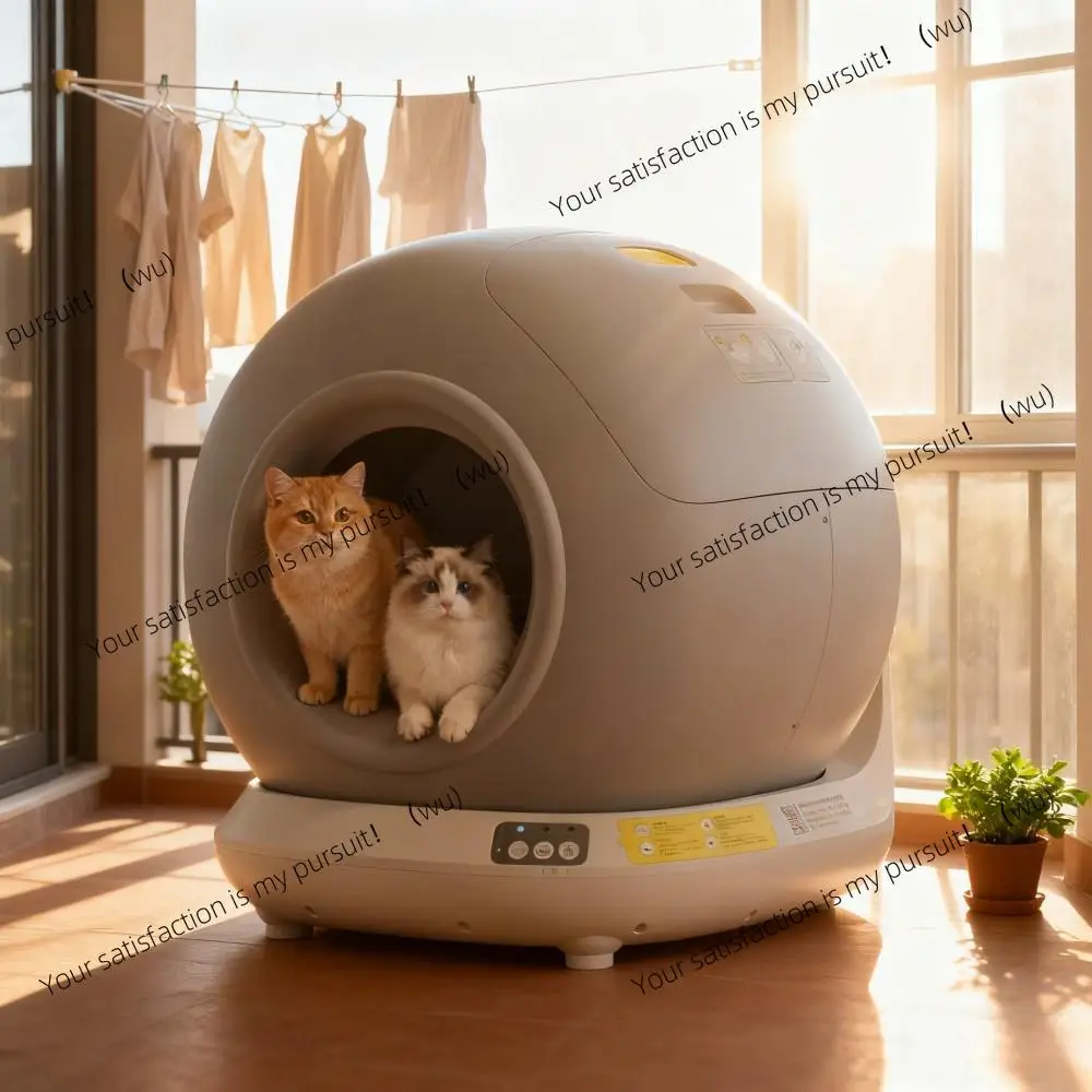 

Интеллектуальный ящик для кошачьего туалета, автоматически очищает кошачий туалет, полностью закрытый, предотвращает пролитие, очень большой размер, серый цвет