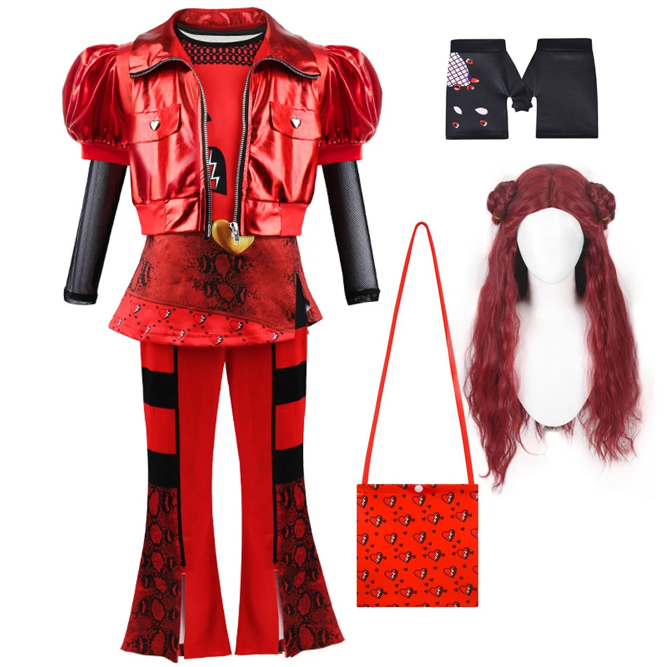 The Rise of Red Girls Cosplay Costume Descendants 4 Kids Halloween Christmas Birthday PartyClothes Disguise Dress Suits