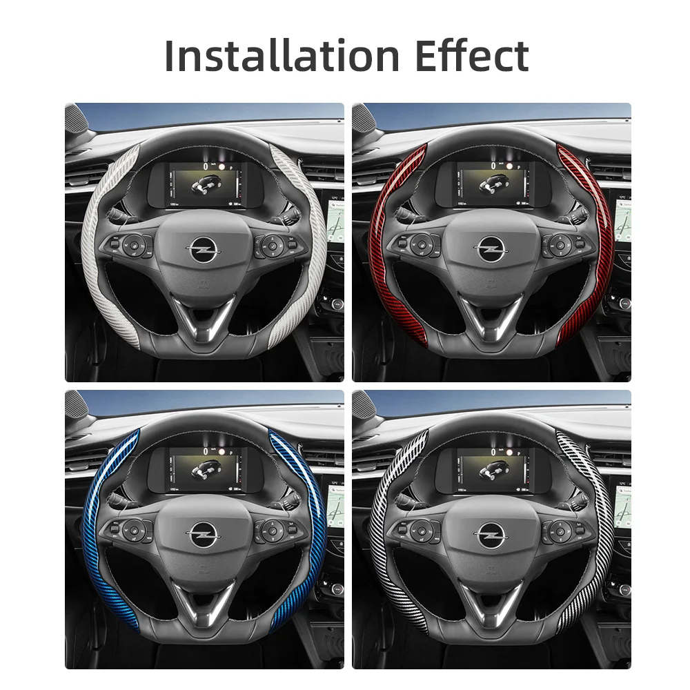 Suitable for Opel Carbon Fiber Texture Steering Wheel Cover with Segmented Quick-Release Design, Durable, for Models Such as Corsa, Mokka, Astra, Grandland, Combo, Zafira, Electric, Frontera, Rocks, Electric, Vivaro, Movano