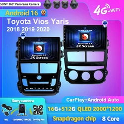 Android 16 Carplay Auto Car Radio Multimedia Player For Toyota Vios Yaris 2018 2019 2020 DSP Autoradio GPS Stereo 2din Head Unit