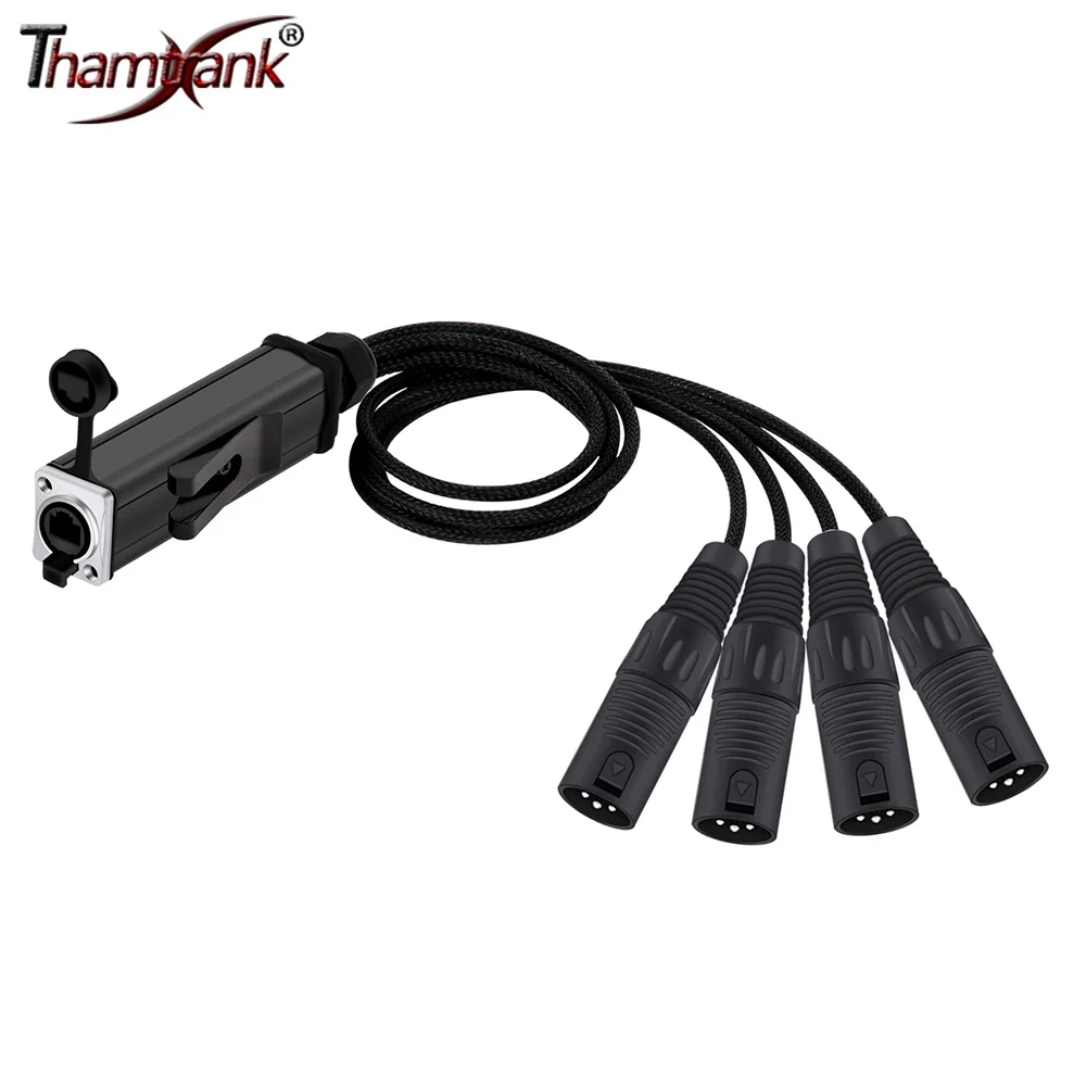 Waterproof RJ45 Female CAT5 Box Extender to 4 Channel 3Pin XLR Multi Network Receiver Cable for Stage Lighting /Recording Studio