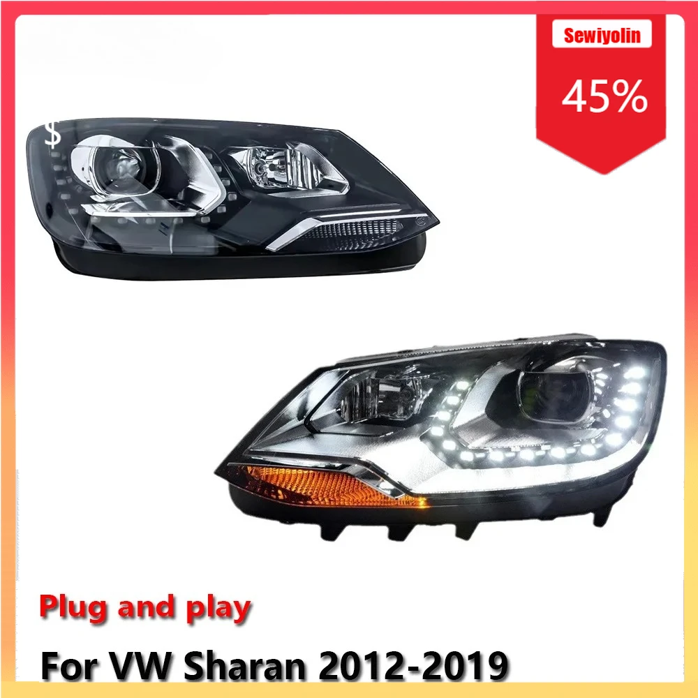 

Автомобильные светодиодные фары, автомобильные детали для Volkswagen Sharan 2012-2019, противотуманные DRL, стоп-сигнал поворота, лампа Plug and Play