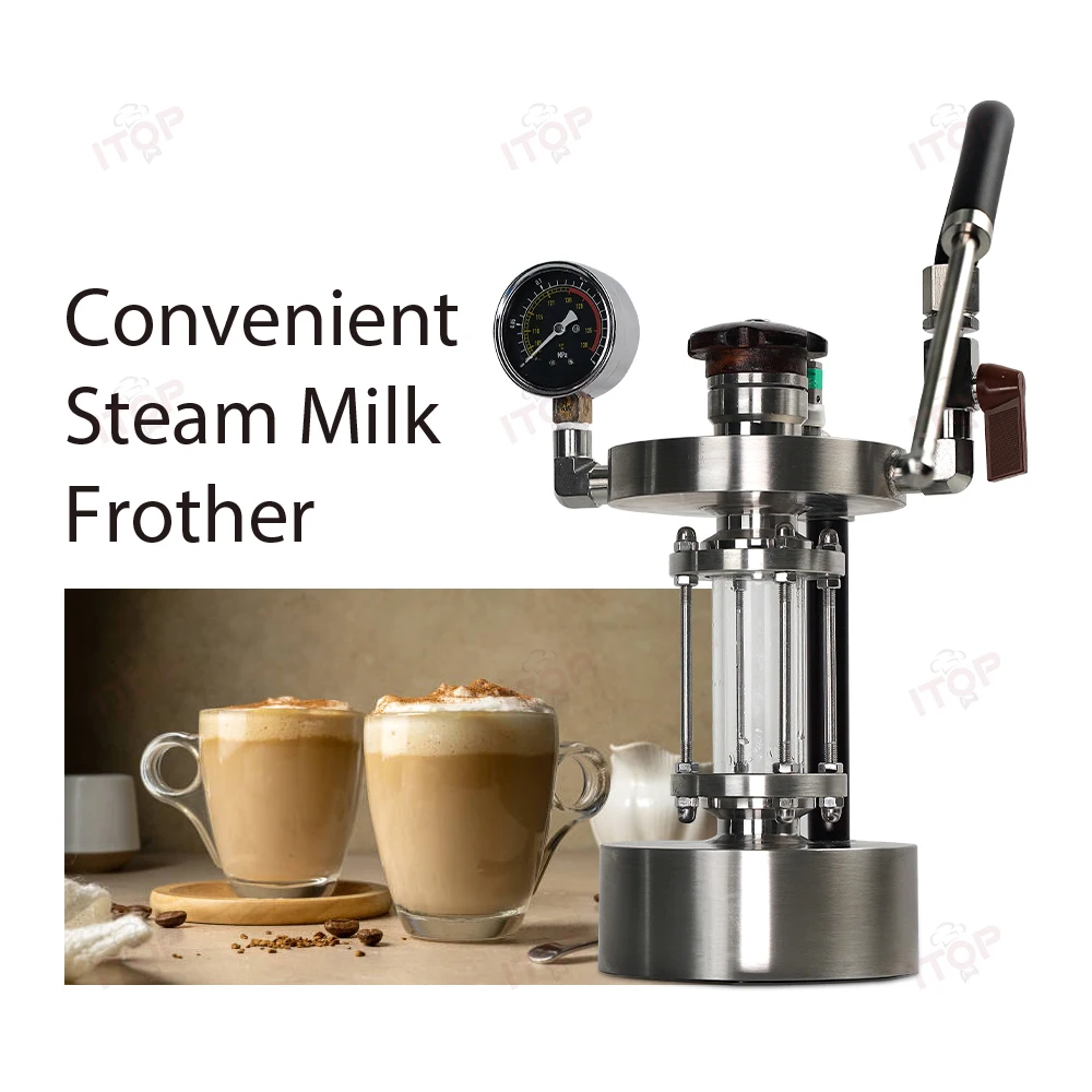 ITOP Steam Milk Frothering Maker with Pressure Guage Unplugged Heating Three Hole Strong Dry Steam Home Camping Coffee Cafe Tool