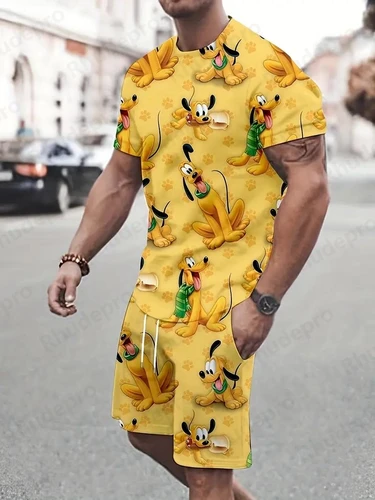 Imagen 2 del producto Disney 2025-Conjunto de camiseta de manga corta, camiseta de manga corta con cuello redondo del Pato Donald, traje informal con cuello redondo, camisetas con estampado 3D