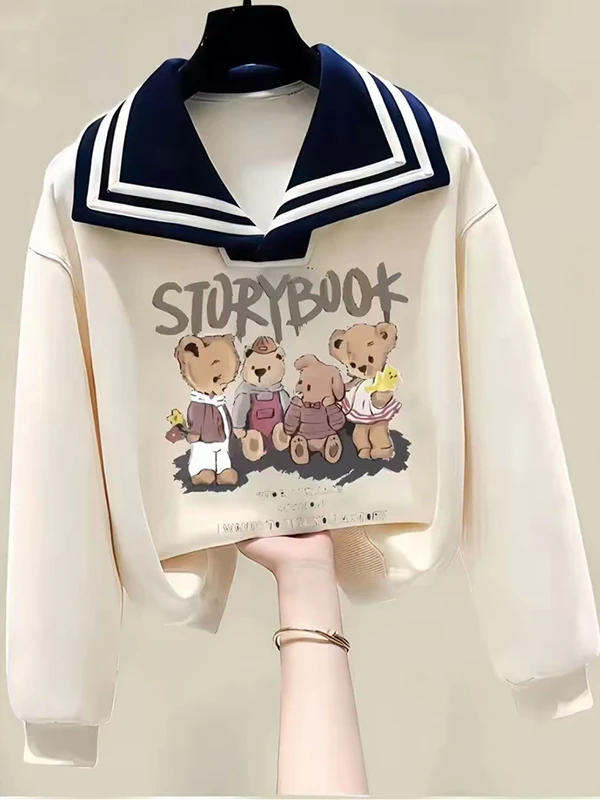 

Милая толстовка с воротником-стойкой в университетском стиле для учащихся средних и старших классов, весна-осень, новинка