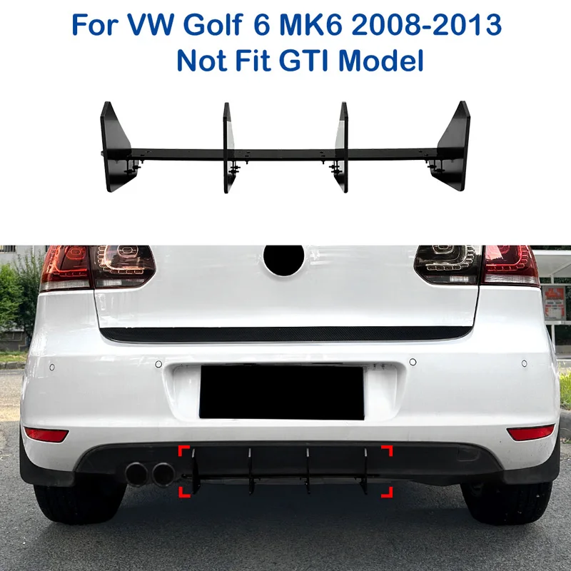 For VW Golf 6 MK6 2008 2009 2010 2011 2012 2013 Car Rear Lower Black Bumper Lip Diffuser Side Splitters Spoiler Auto Decoration