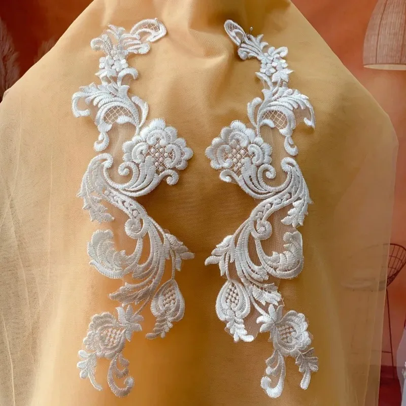 1-2 Pieces, High-quality Off White Cotton Thread and Silver Thread Decal Handmade Wedding Veil Accessories, Clothing Accessories