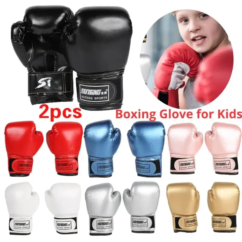 

2pcs Boxing Training Fighting Gloves PU Leather Kids Breathable Muay Thai Sparring Punching Karate Kickboxing Kids Sports Glove