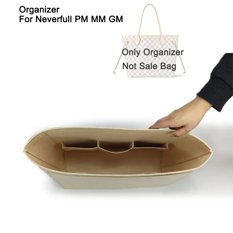 Purse Organizer Insert Fits For Neverfull Tote Bags PM MM GM ，Felt Bag Organizer，Luxury Handbag & Tote Shaper
