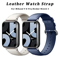 Leather Strap for Xiaomi MiBand 9 8 Pro Band Metal Connectors Wristband for Redmi Watch 4 Bracelet Replacement Accessories