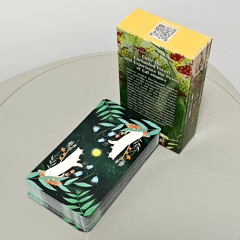10.3*6cm - Enchanted Forest Felines Tarot Deck 78 Pcs Tarot Cards Based on Rider System Experience The Power of Cat-omancy