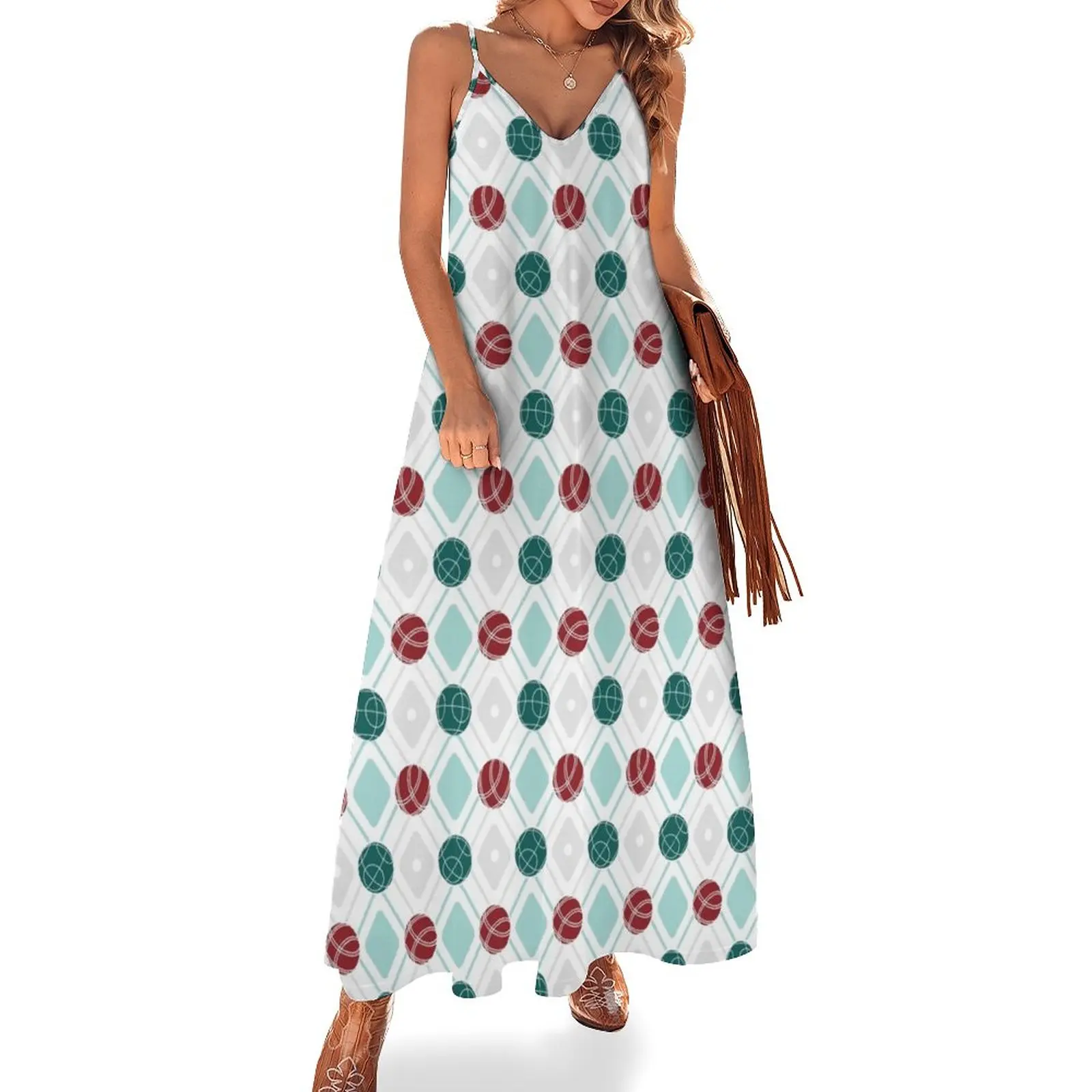 

bocce argyle pattern Sleeveless Dress Beachwear dress women summer woman dress clothes for women