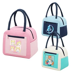 Sailor Moon-Bolsa de almuerzo con dibujos animados, paquete de almacenamiento de comida aislado, suministros para estudiantes de oficina, bolso térmico para niñas, bolsas portátiles de viaje