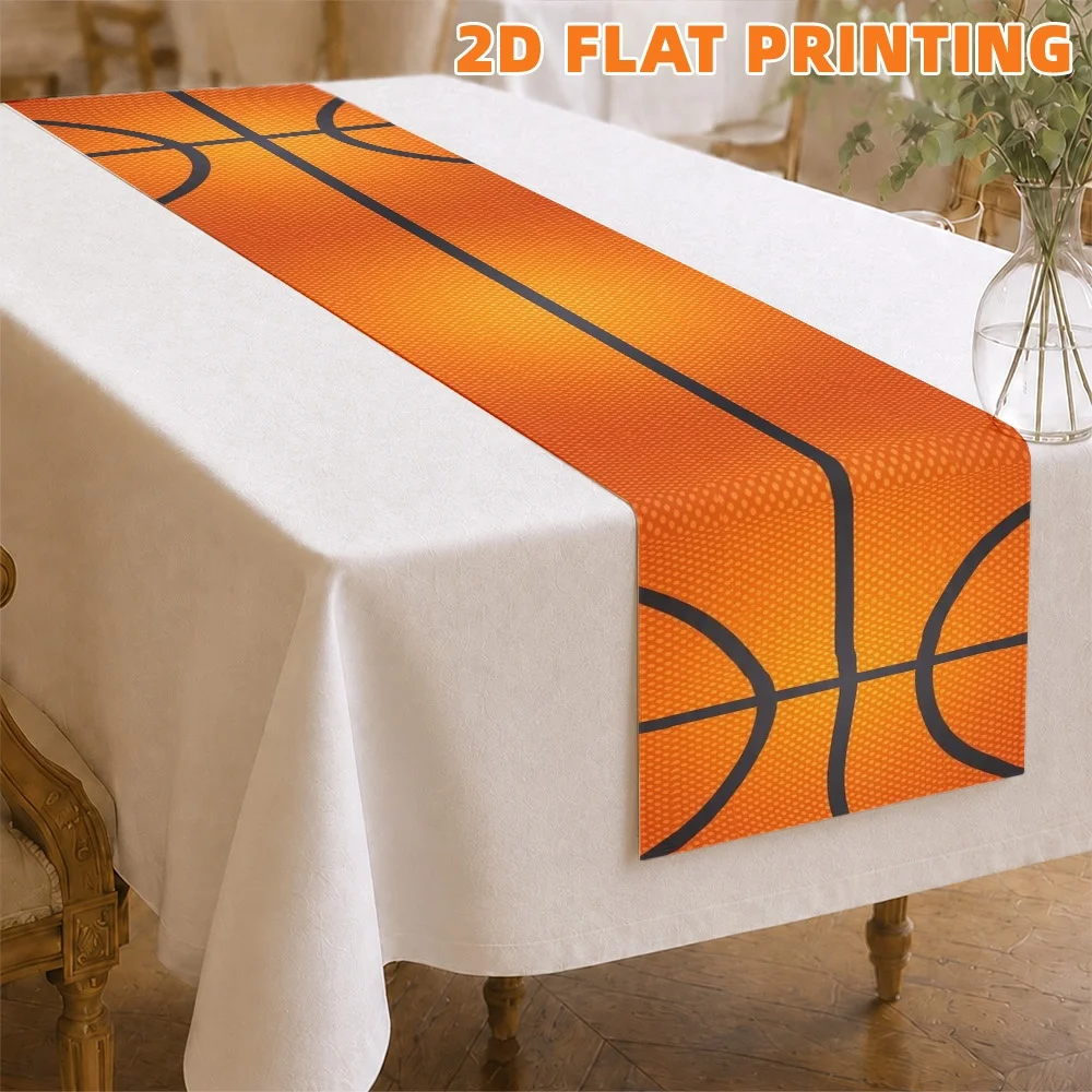 1pc 2D Flat Basketball Court Table Runner, Realistic Court Lines & Numbered Zones, Assembly-Free Year-Round Themed Decor for Kit