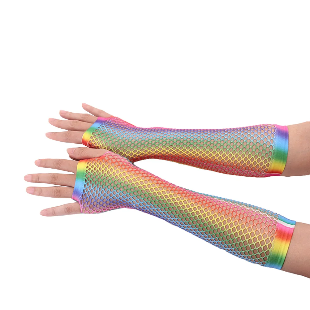 1 Paar lange Nylonhandschuhe, bunte elastische Handschuhe für Frauen, Cosplay, Geburtstagsparty-Kostüm