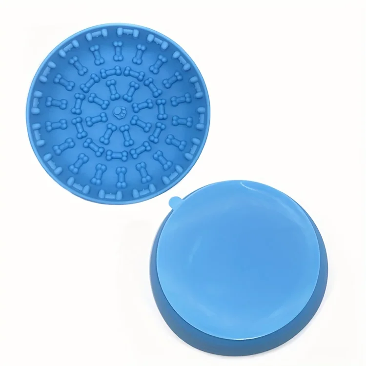 Silicone Slow Food Bowl Round Dog Bowl Cat Anti-Choking Anti-Knocking Feeding Plate Food Bowl with Suction Cup Pet Supplies