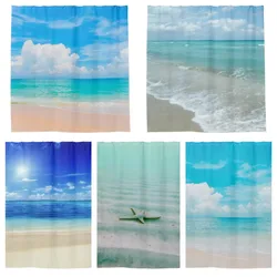 Caribbean summer dream beach with blue sky and white shower curtain bathroom curtain with hook bathroom curtain l220cm