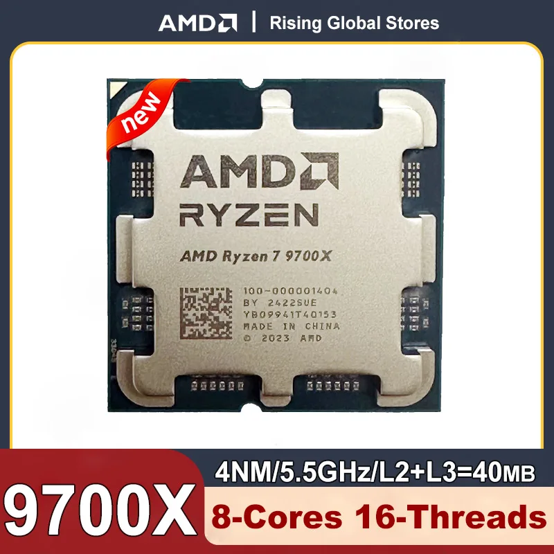 AMD New Ryzen 7 9700X Processor 5.5GHz 8-Core 16-Thread 40MB Game Cache 4NM TDP 65W Socket AM5 Gaming CPU Zen 5