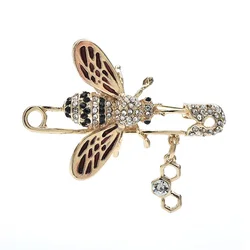 Wuli&baby Lovely Bee Brooch Pins For Women Men Rhinestone Bee And Honeycomb Beautiful Brooches Gifts