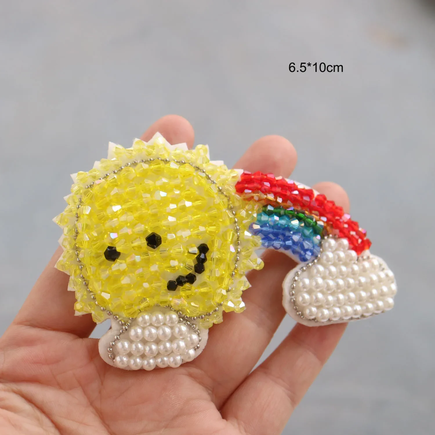 Fashion DIY rainbow sun beaded patches for clothes rhinestone appliques  clothing  sew on parches Embroidery
