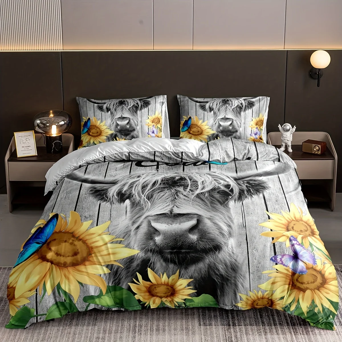 3pcs Duvet Cover Set, Flower Cow Print Bedding Set, Soft Comfortable Duvet Cover, For Bedroom, Guest Room