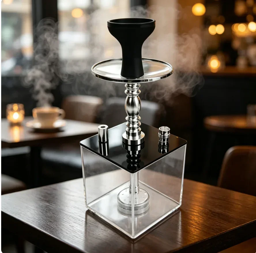 HOTSuper Luxuriouss Cube Hookah Set with LED Light Square Shisha Nargile Sheesha Narguile Chicha Cachimbas Hookahs Kit