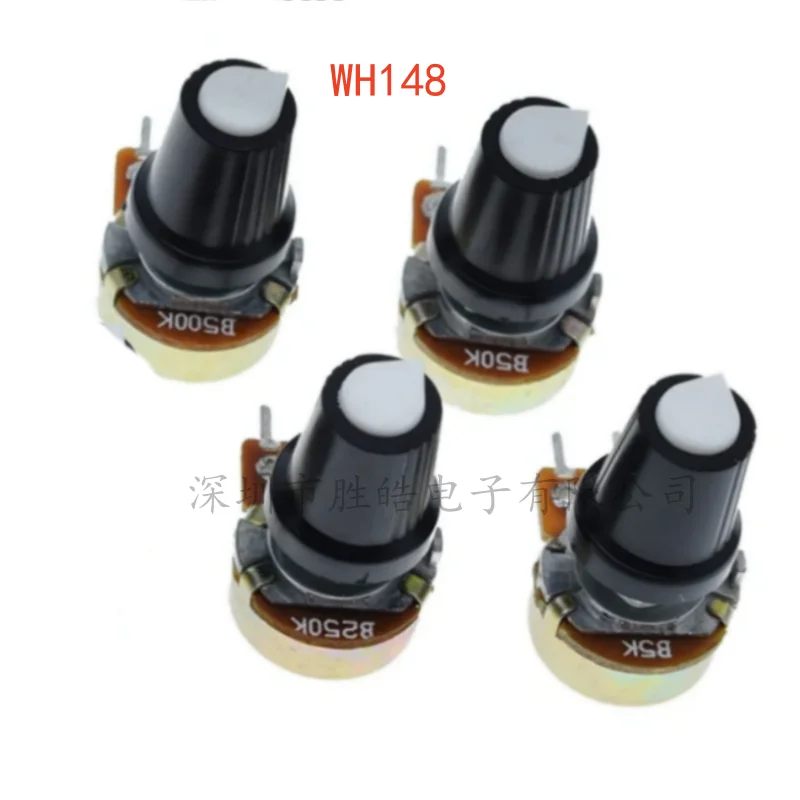 

(5PCS) NEW WH148 15mm 3Pin 1K 10K 20K 50K 100K 500K Ohm Linear Taper Rotary Potentiometer Resistor for with AG2 White Cap